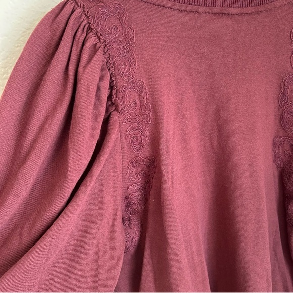 NWT, Splendid Woman’s Beatrice Crew Neck Puff Sleeve Embroidery Pullover, Small - Picture 5 of 7